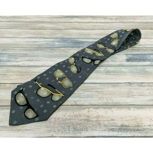 Ray Ban silk neck tie sunglasses gray yellow black